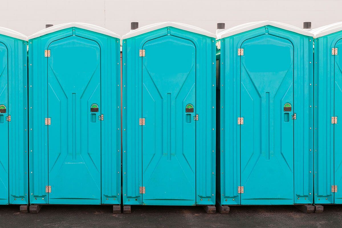 Industrial portable restroom units at a plant in Nicholasville, Kentucky