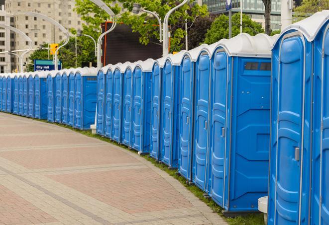 Seasonal porta potty units set up at a Nicholasville, Kentucky venue